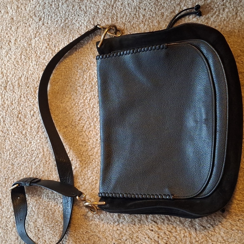 Stuart Weitzman leather and suede crossbody handbag